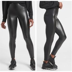 Athleta Delancey Gleam Moto Tight Leggings Pants Vegan Leather Black Size Large
